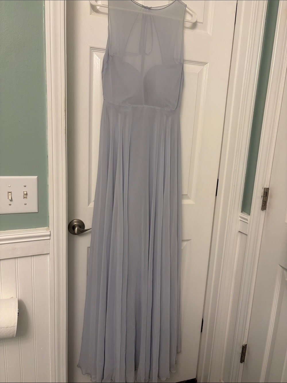 Jenny Yoo Pale Blue Chiffon Maxi Dress